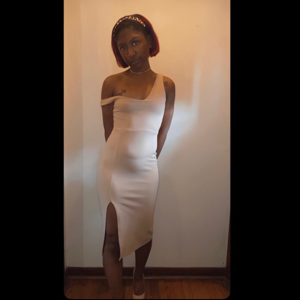 Colder Shoulder✨asymmetrical midi dress